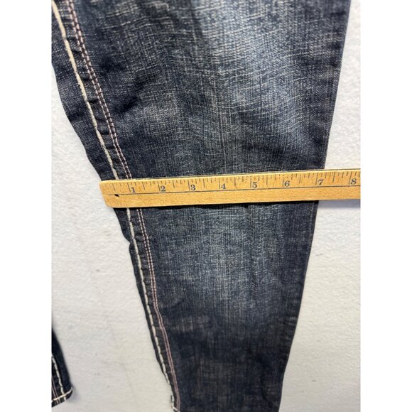 Laguna Beach Jean Co. Fleur De Lis Button Distressed Dark Wash Denim Jeans 27 - Picture 11 of 14